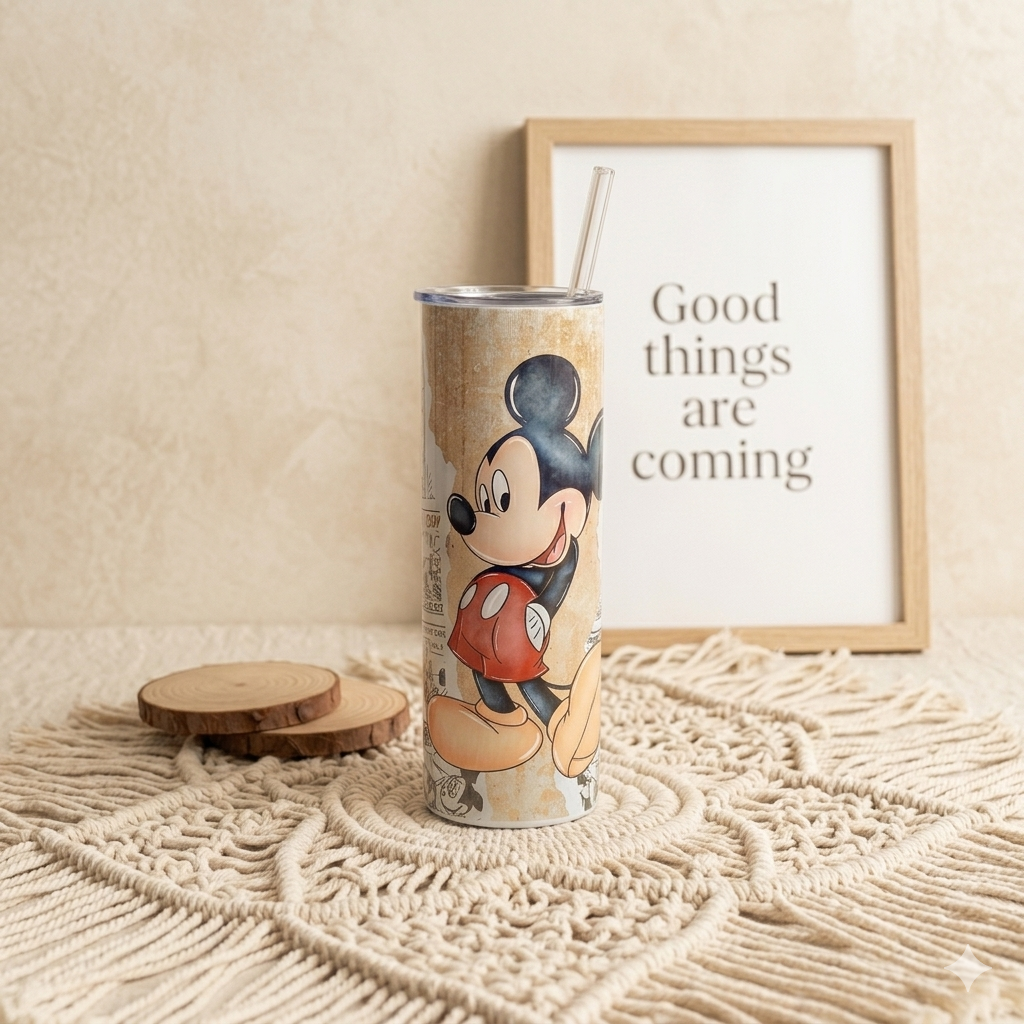 MICKEY MOUSE RETRO METAL TUMBLER (600ML)