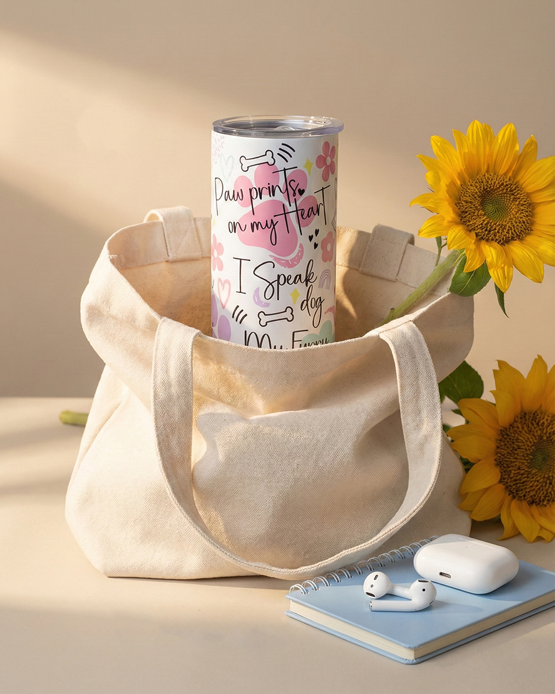 DOG MOM QUOTES METAL TUMBLER (600ML)