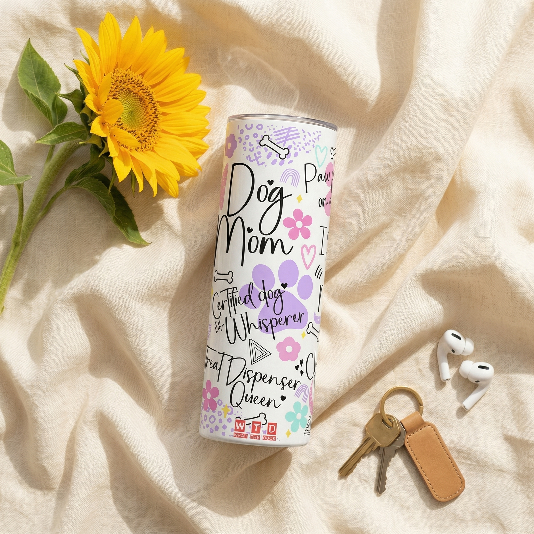 DOG MOM QUOTES METAL TUMBLER (600ML)