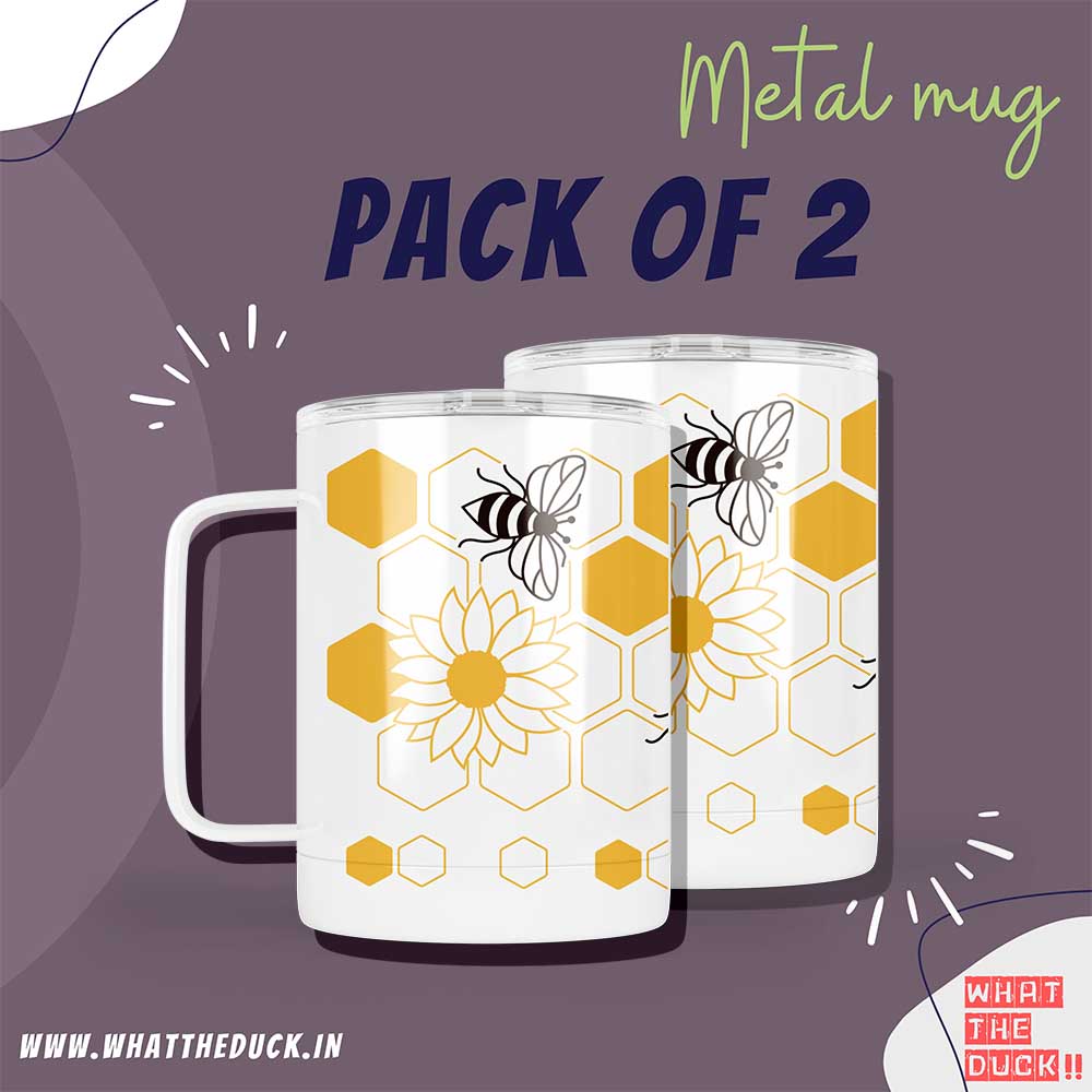 Bee 3 Insulated Metal Mug with Lid