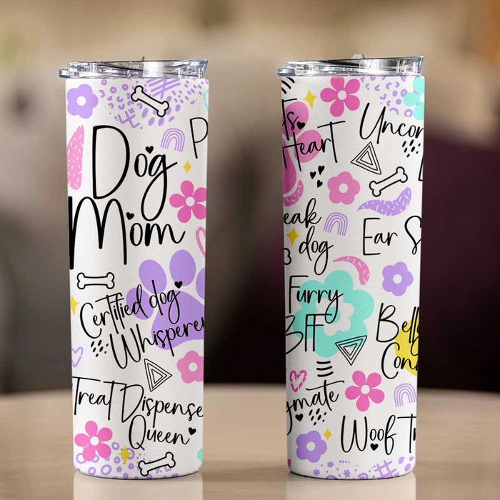 DOG MOM QUOTES METAL TUMBLER (600ML)