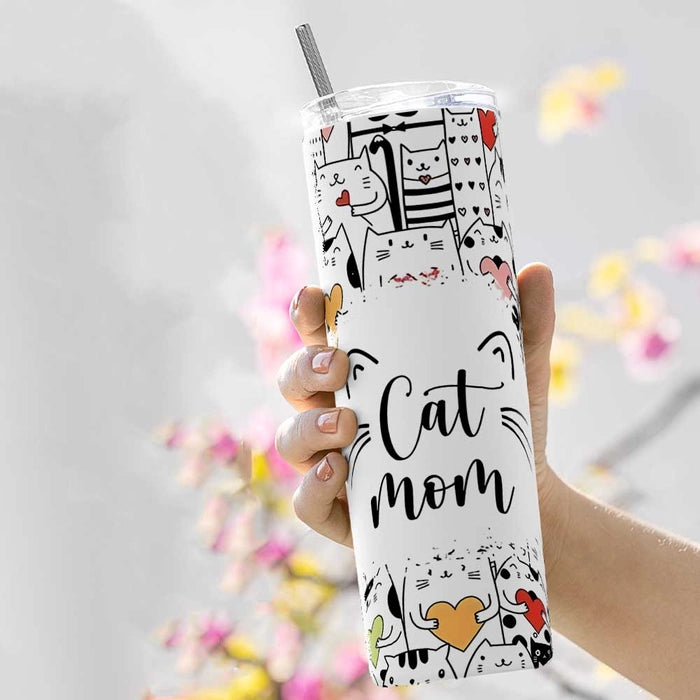 Cat Mom Quotes Metal Tumbler (600ML)