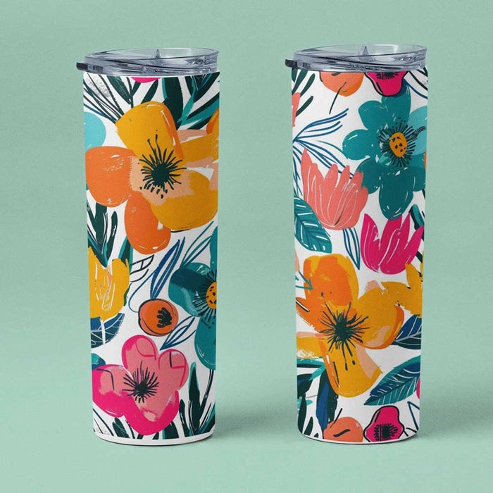 Retro Flower Metal Tumbler (600ml)