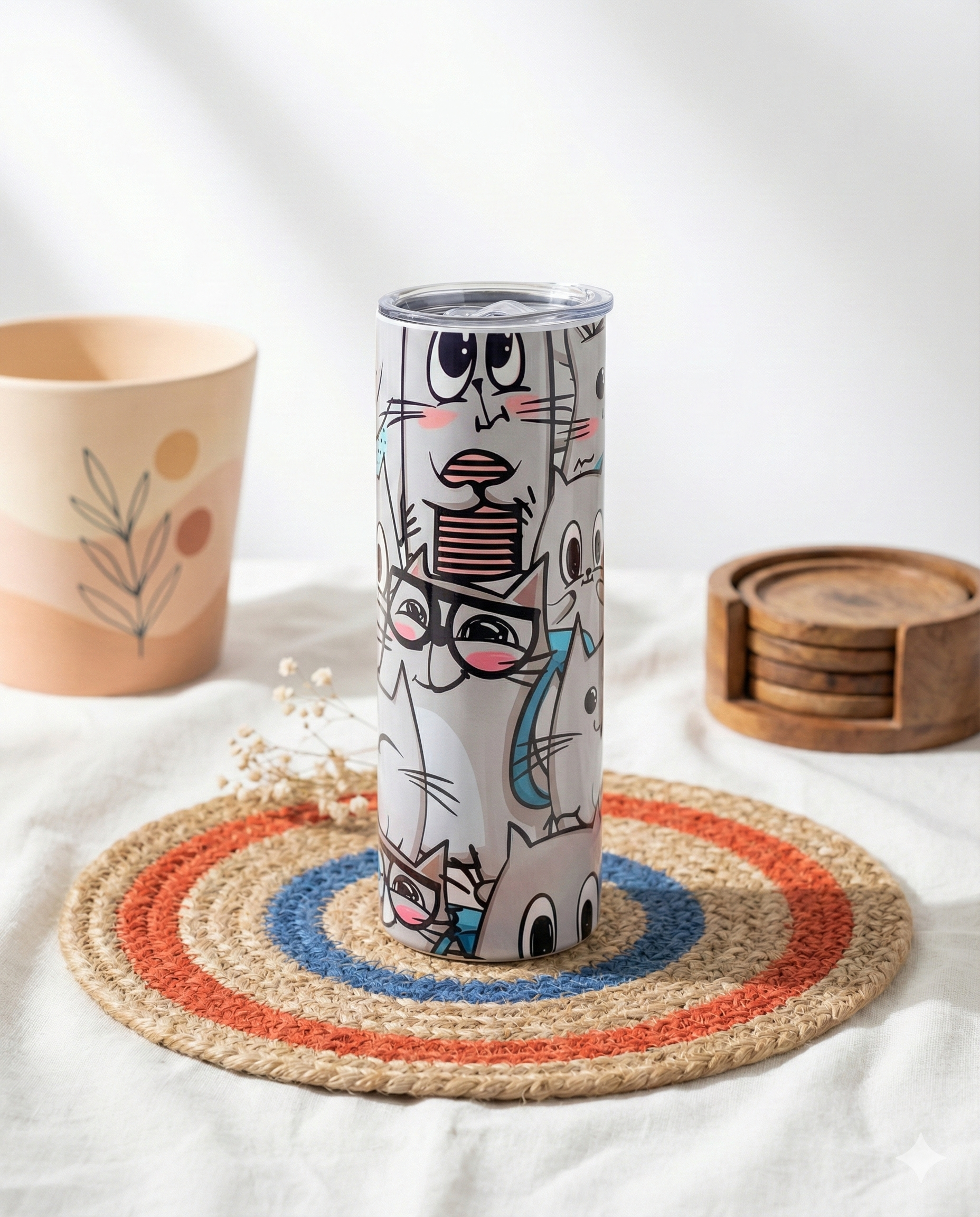 Spy Cats Printed Coffee Metal Tumbler (600ml)
